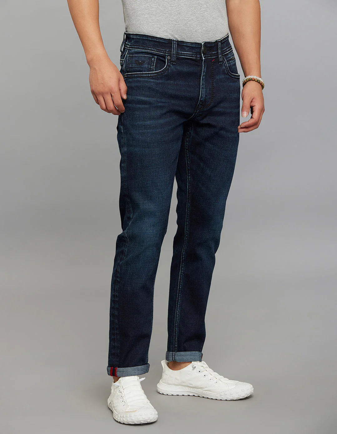 Dark Blue 5 Pocket Low-Rise Ankle Length Stretch Jeans - Image 4