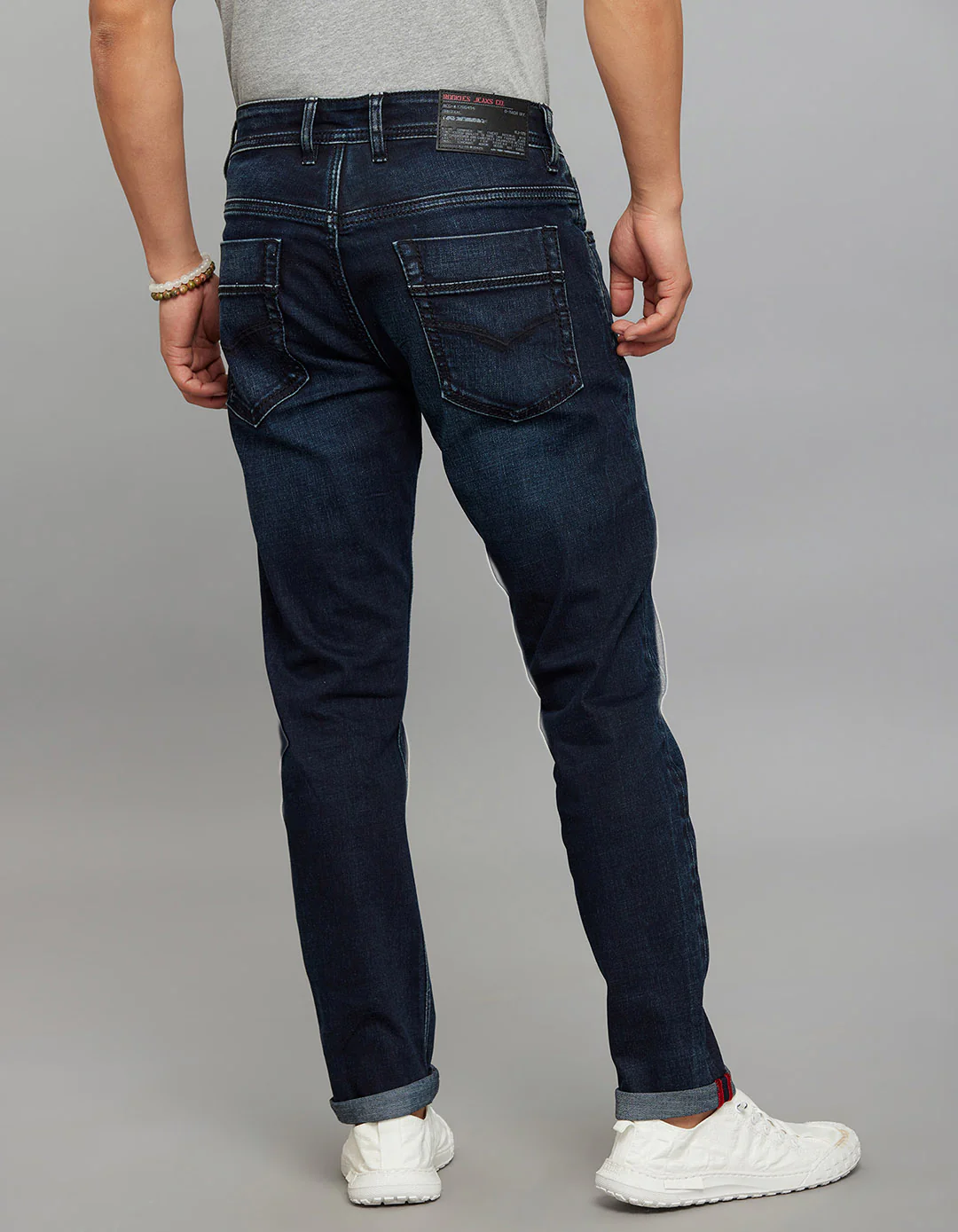 Dark Blue 5 Pocket Low-Rise Ankle Length Stretch Jeans - Image 5