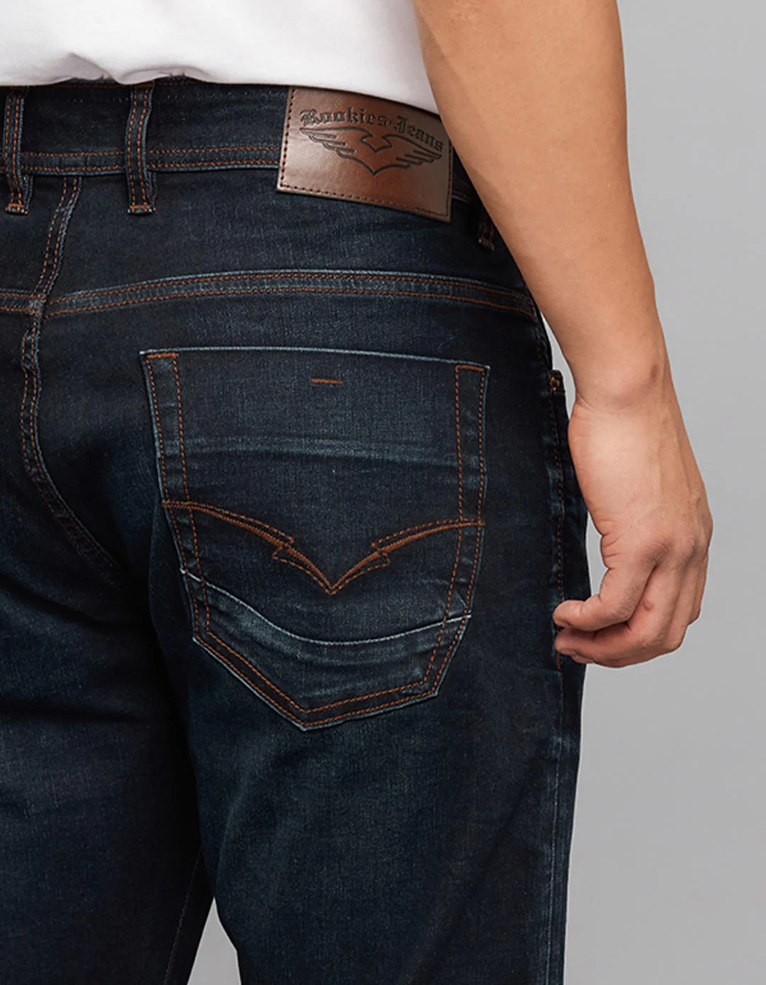 Dark Blue 5 Pocket Low-Rise Tapered Ankle Length Classic Stretch Jeans - Image 5