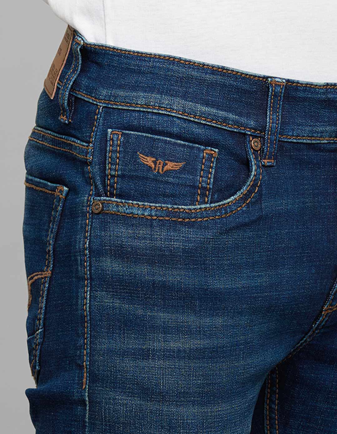 Dark Blue 5 Pocket Low-Rise Tapered Ankle Length Stretch Jeans - Image 6