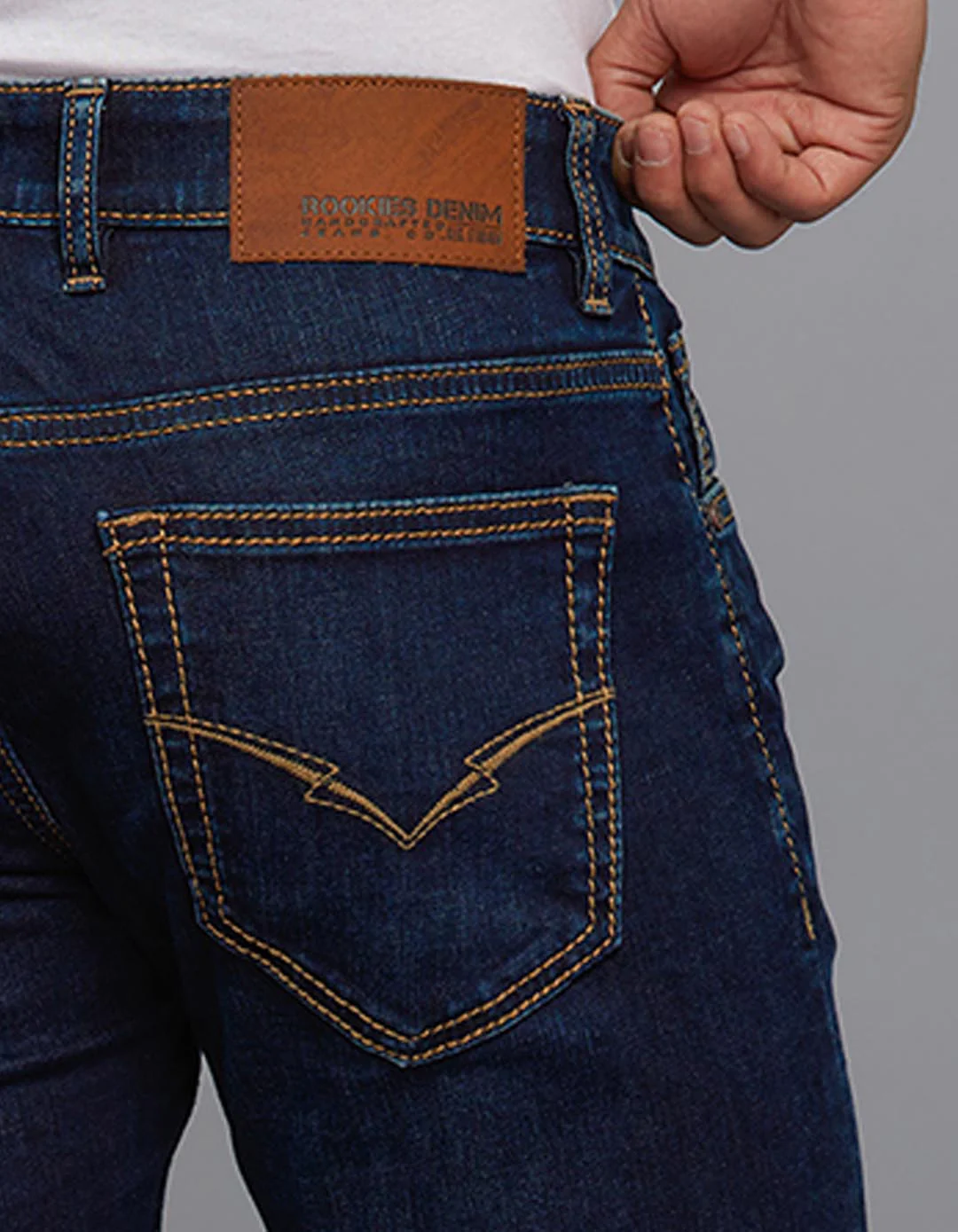 Dark Blue 5 Pocket Low-Rise Tapered Ankle Length Stretch Jeans - Image 6