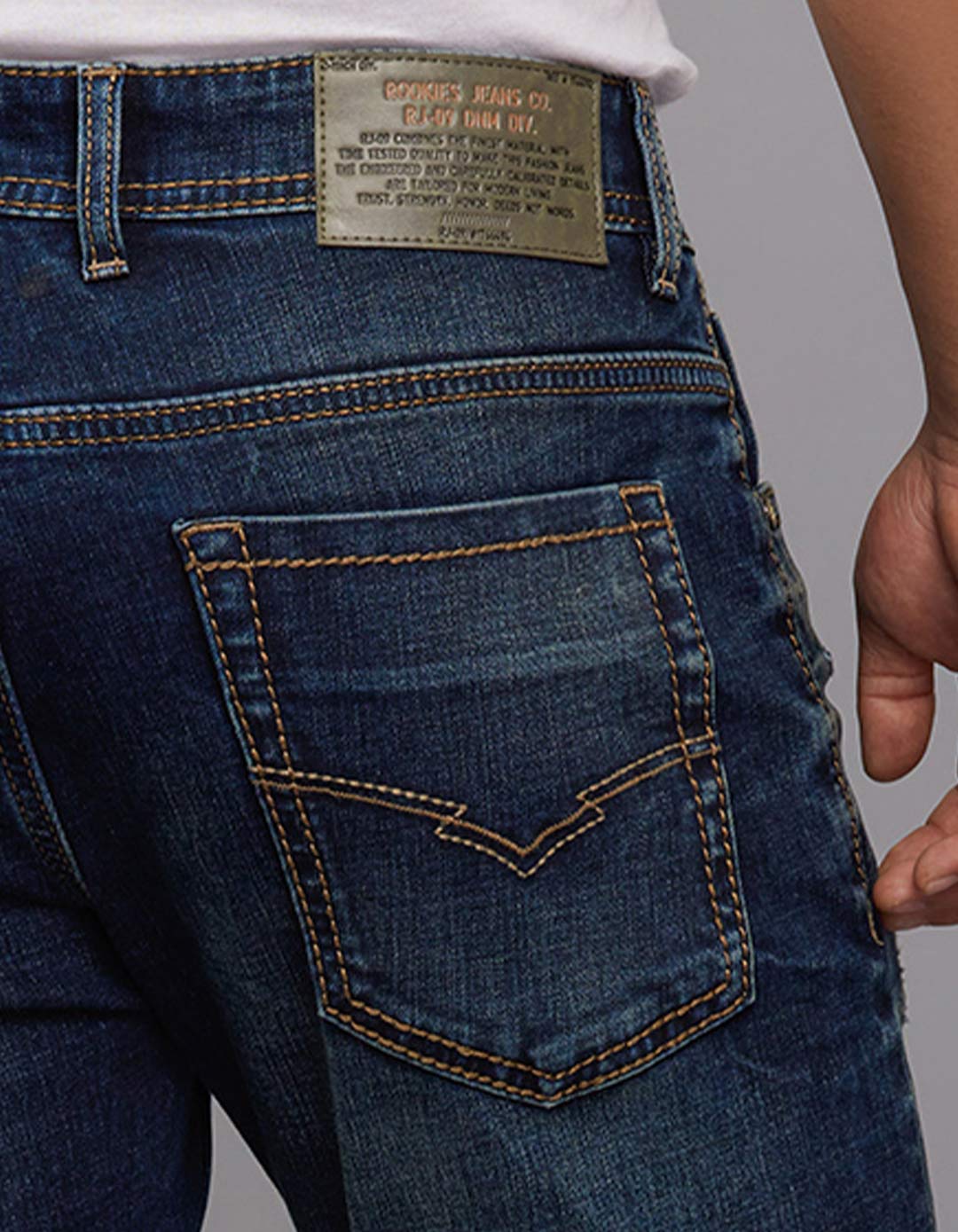 Dark Blue 5 Pocket Low-Rise Tapered Ankle Length Stretch Jeans - Image 6