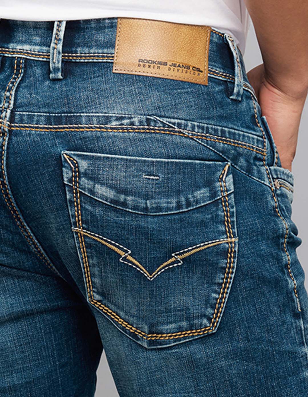 Dark Blue 5 Pocket Low-Rise Tapered Ankle Length Stretch Jeans - Image 6