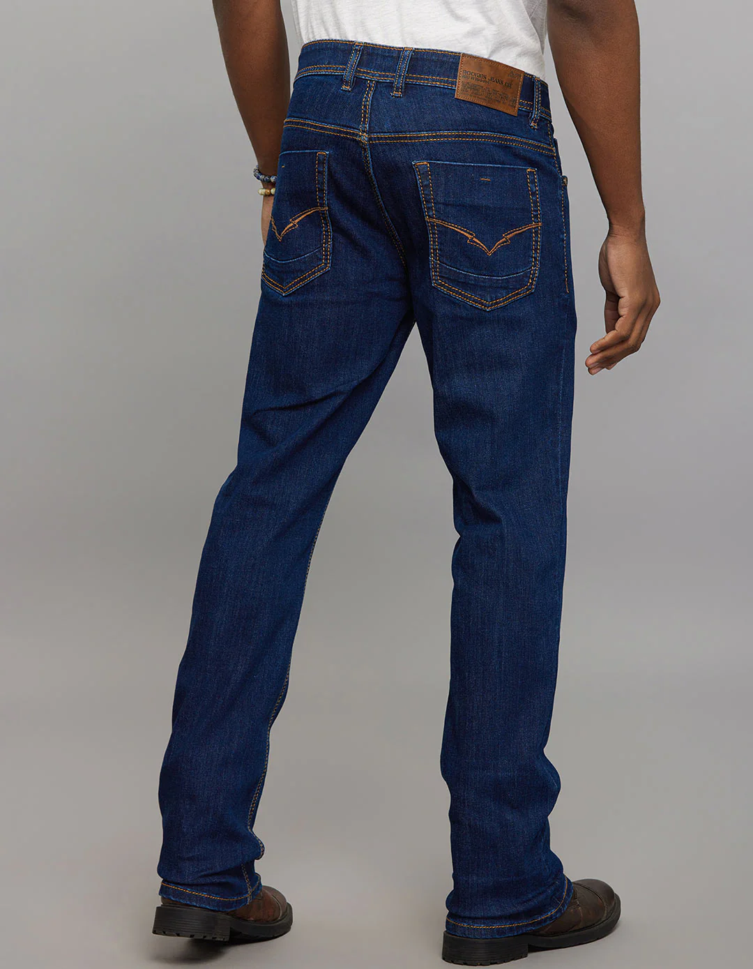 Dark Blue 5 Pocket Mid Rise Loose Boot Leg Stretch Jeans - Image 6