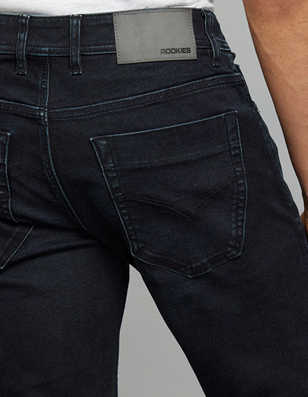 Dark Blue 5 Pocket Mid-Rise Slim Straight Fit Classic Stretch Jeans - Image 6