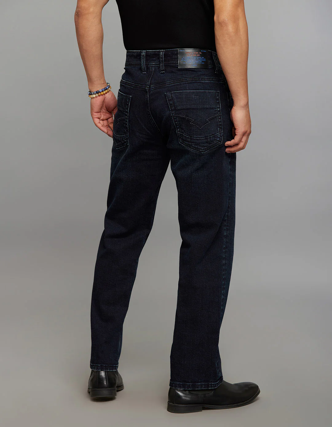 Dark Blue 5 Pocket Midrise, Comfort And Straight Fit Stretch Jeans - Image 4