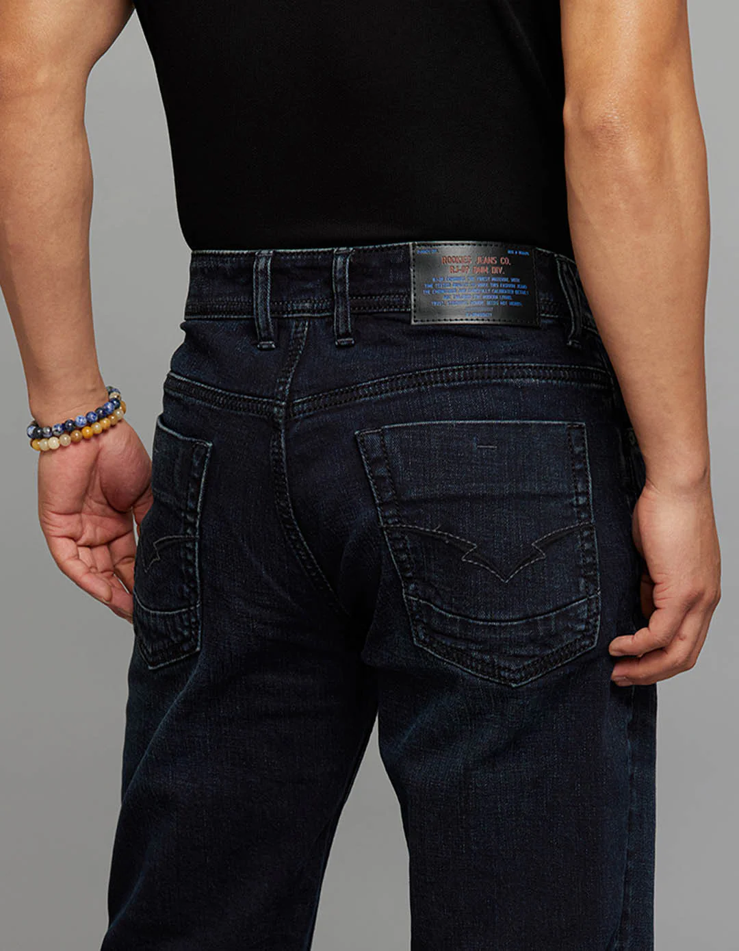 Dark Blue 5 Pocket Midrise, Comfort And Straight Fit Stretch Jeans - Image 5