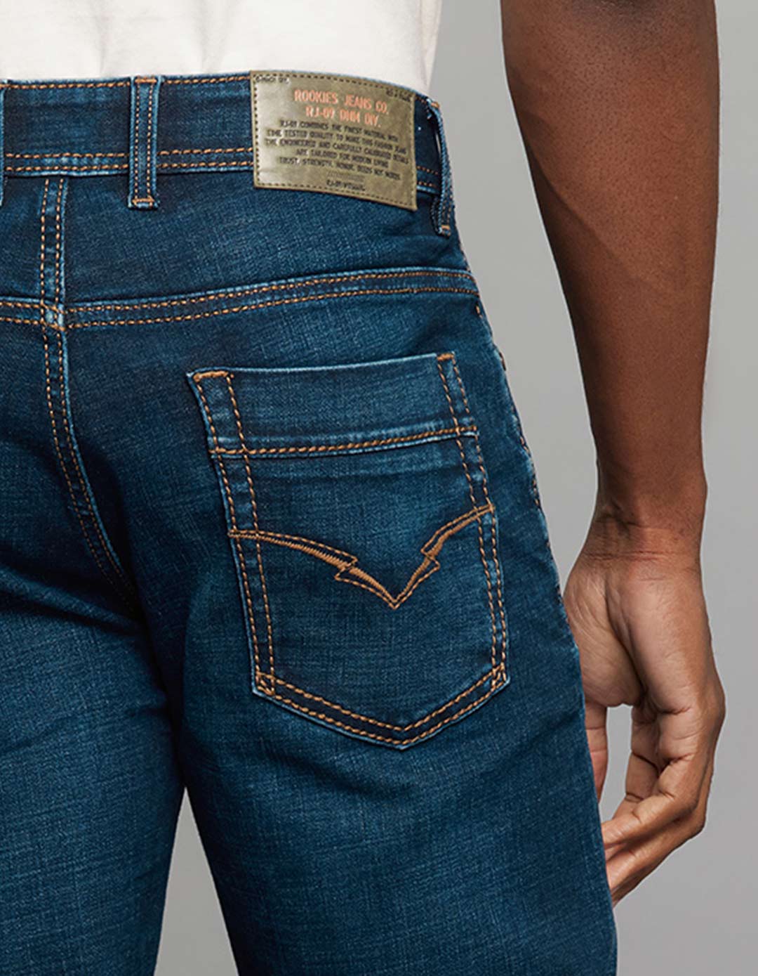 Dark Blue 5 Pocket Midrise, Comfort And Straight Fit Stretch Jeans - Image 5