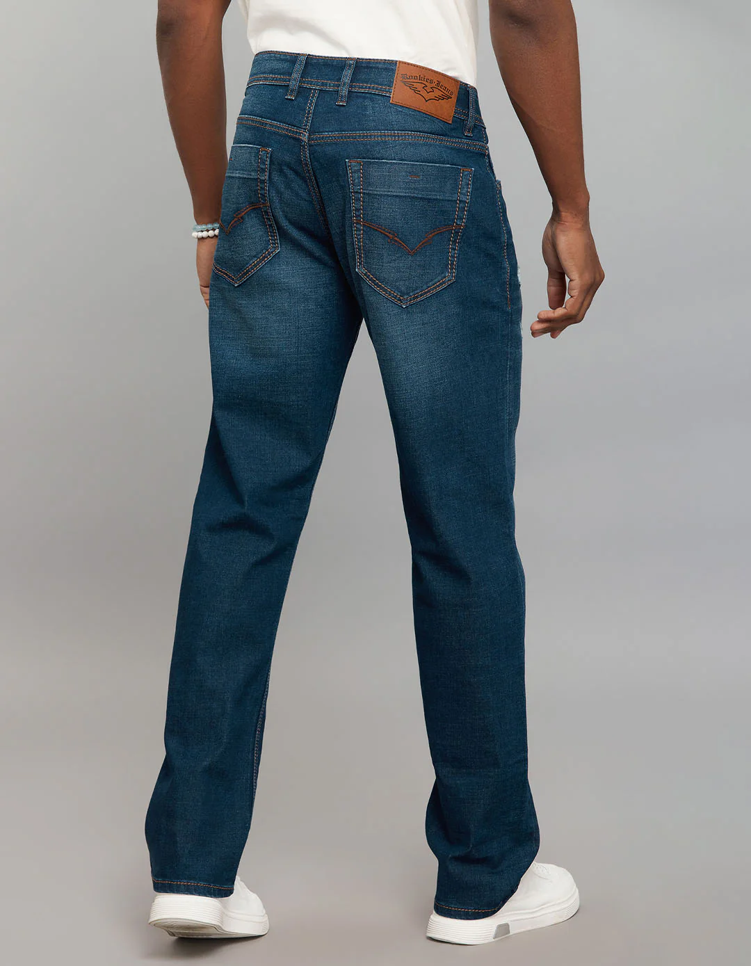 Dark Blue 5 Pocket Midrise, Comfort And Straight Fit Stretch Jeans - Image 5