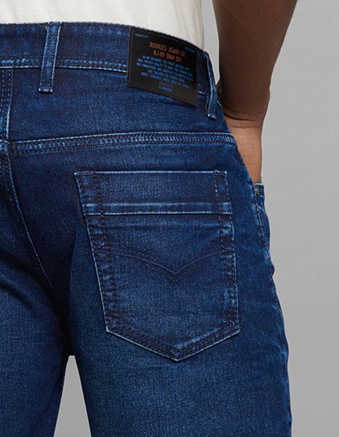 Dark Blue 5 Pocket Midrise Loose Fit Stretch Jeans - Image 5
