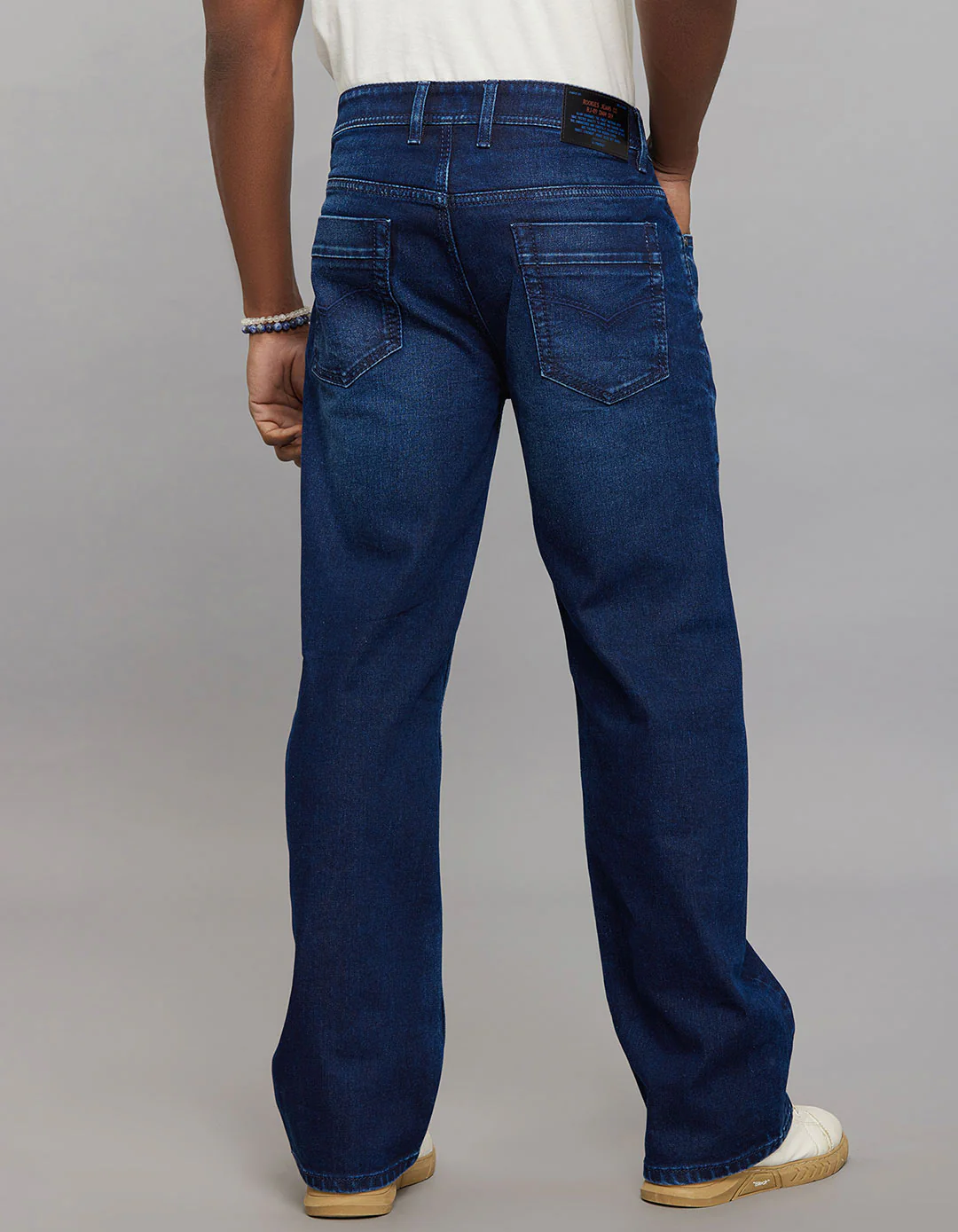 Dark Blue 5 Pocket Midrise Loose Fit Stretch Jeans - Image 6