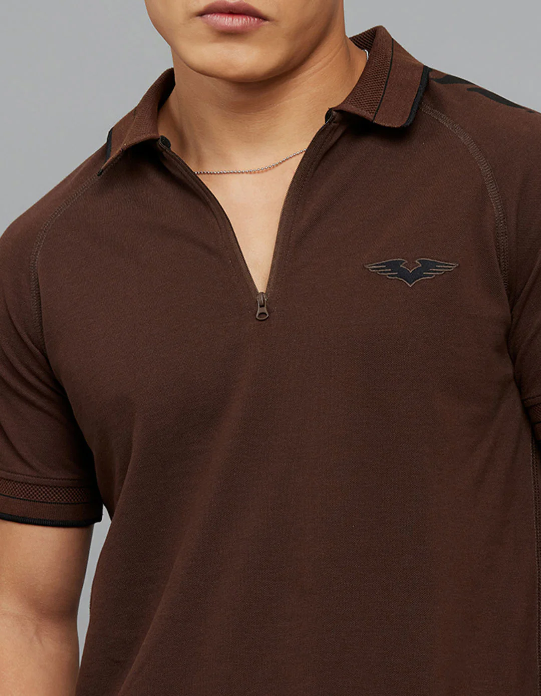 Dark Coffee Half Sleeves Pique Polo Tee - Image 5