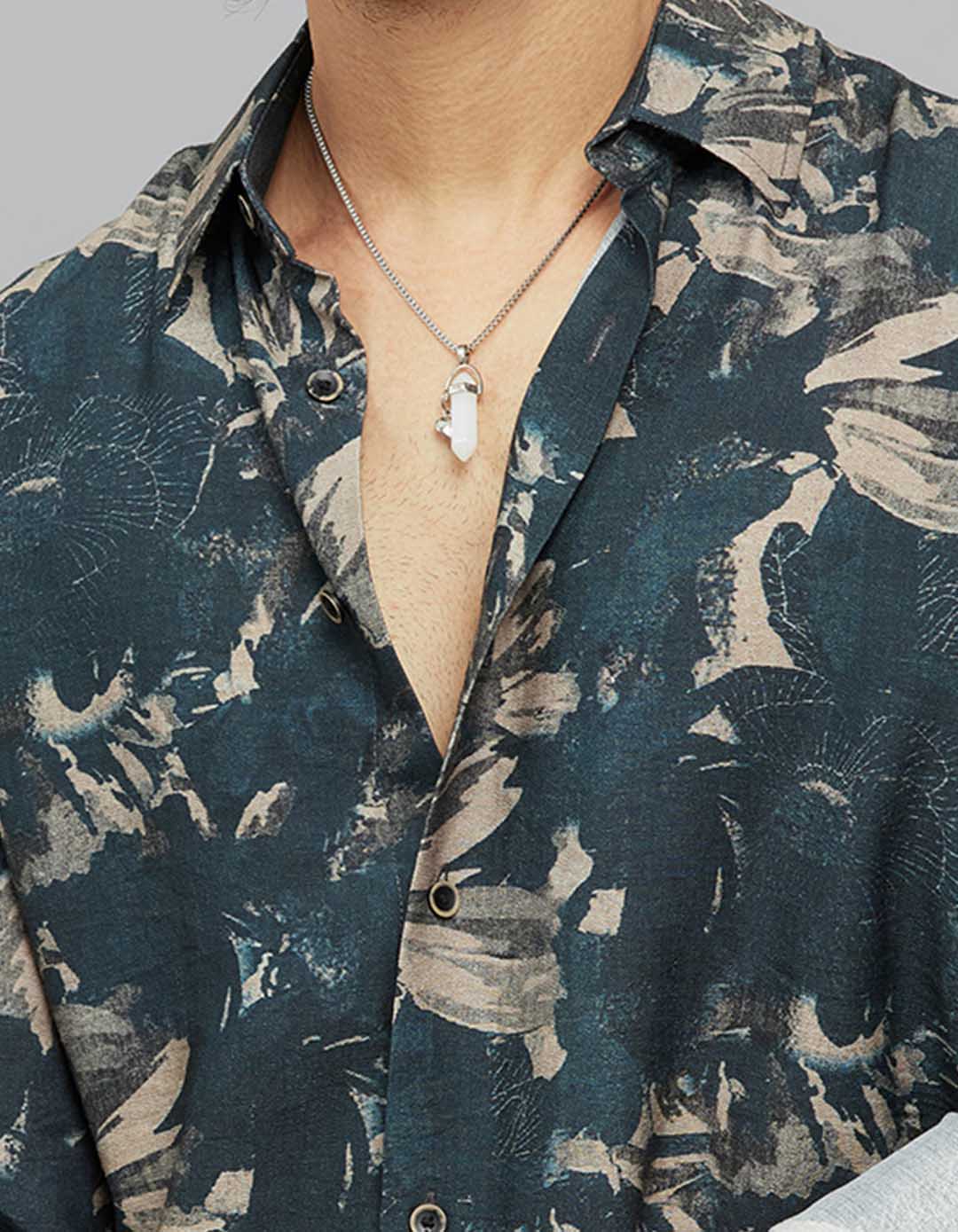 Dark Green Full Sleeves Printed Shirt - Image 6