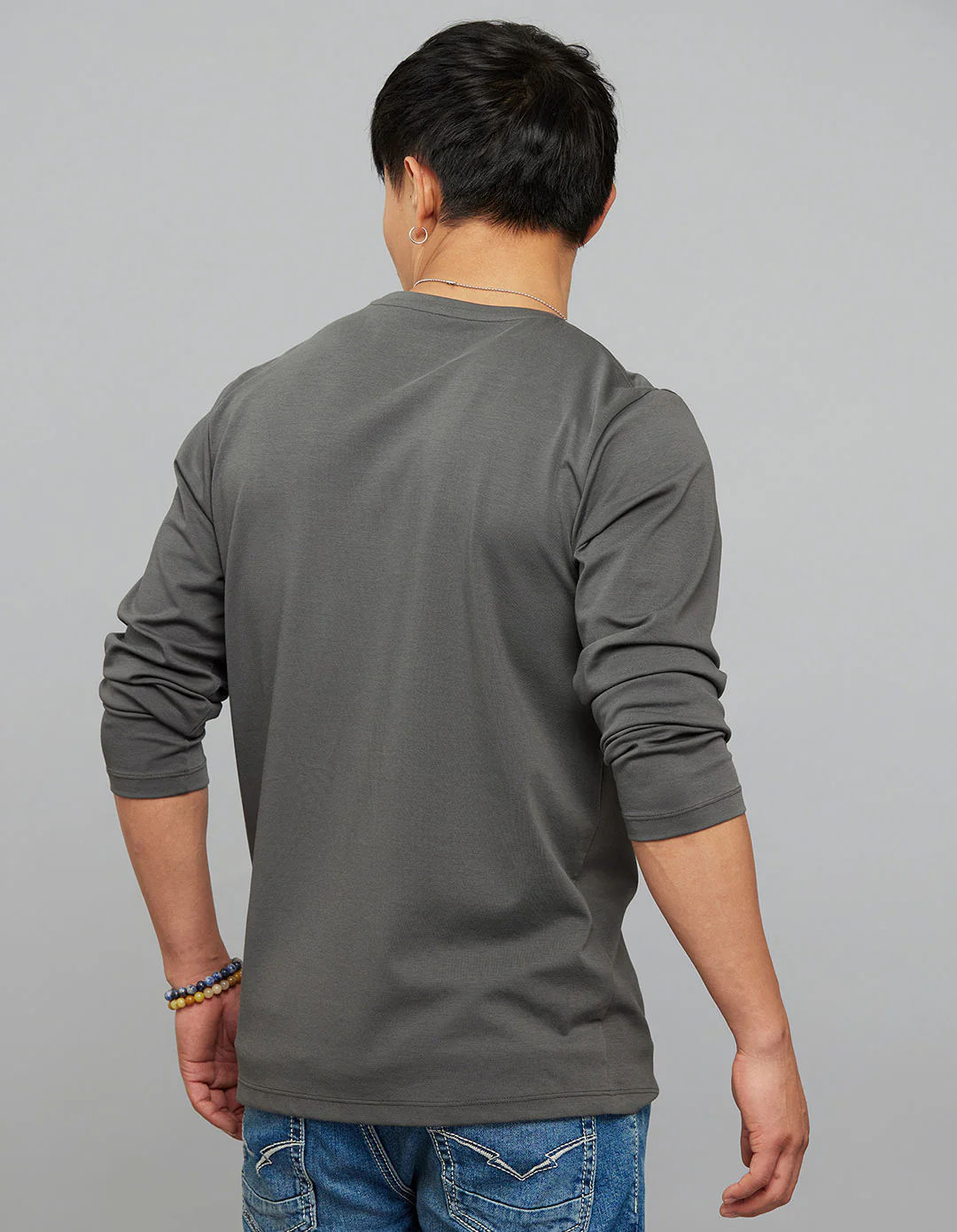 Dark Grey Full Sleeves Round Neck Tee - Image 7