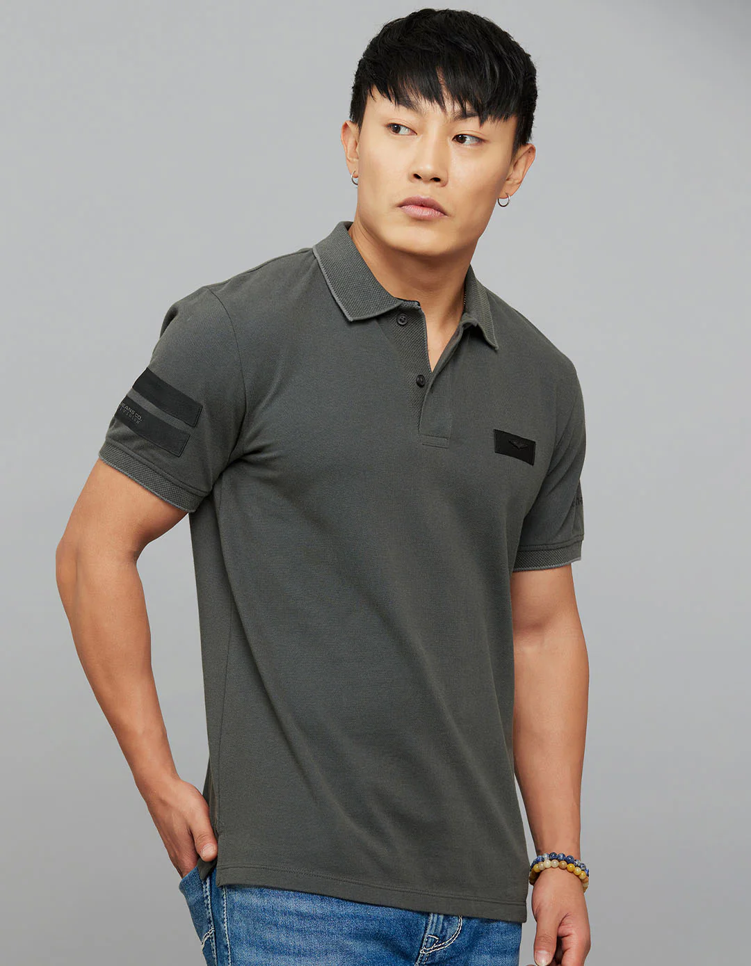 Dark Grey Half Sleeves Pique Polo Tee - Image 3