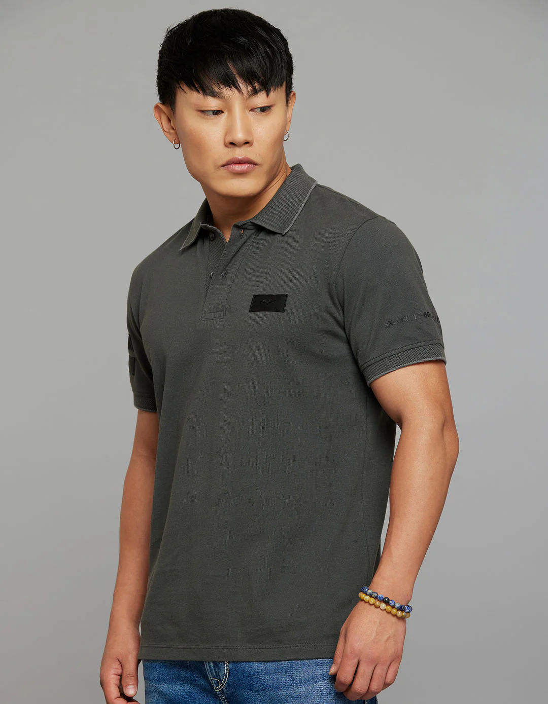 Dark Grey Half Sleeves Pique Polo Tee - Image 4