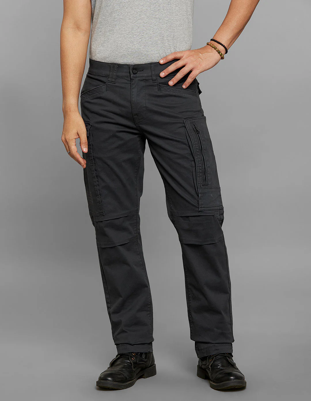 Dark Slate Comfort Straight Fit Stretch Cargo Pants