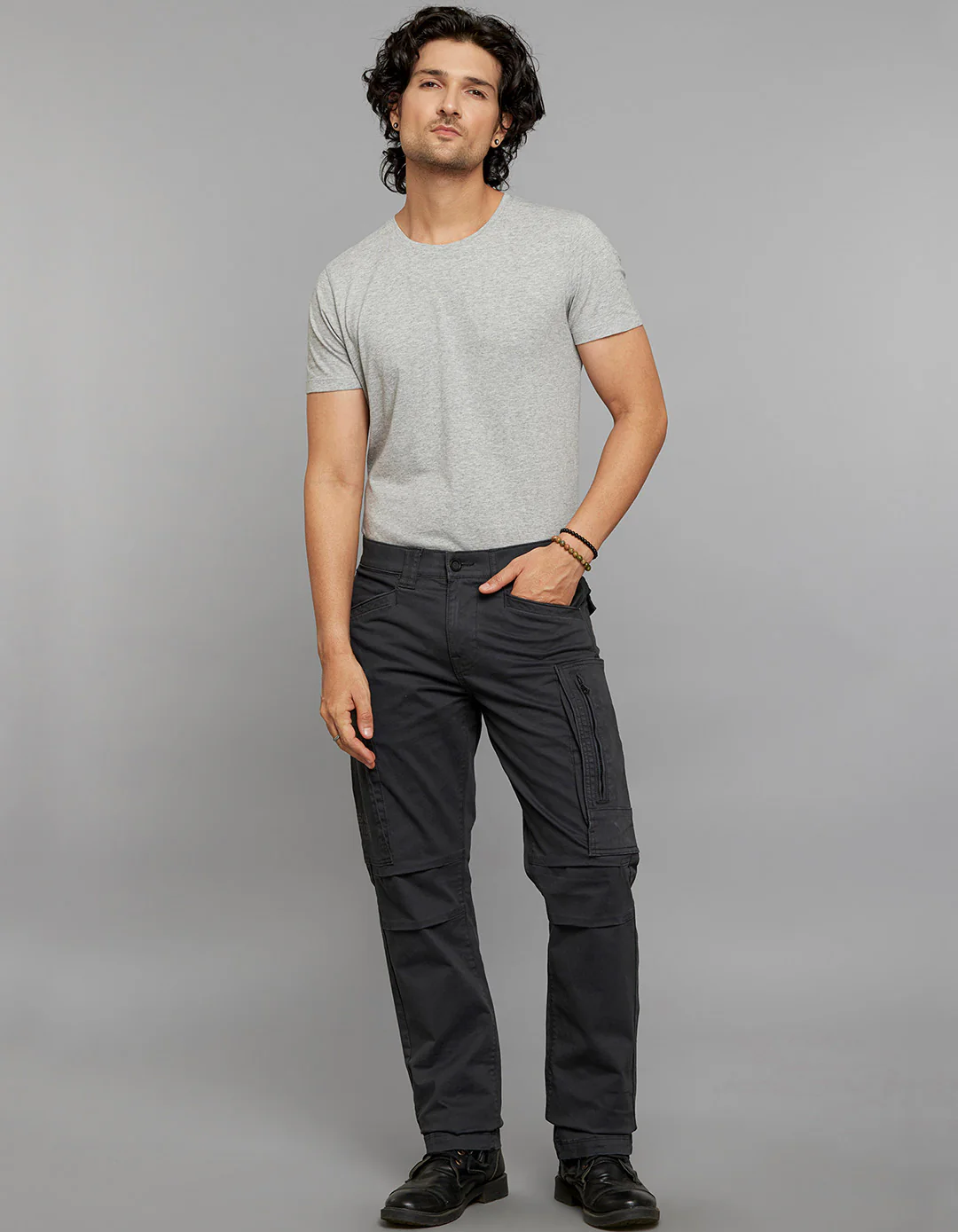 Dark Slate Comfort Straight Fit Stretch Cargo Pants - Image 2