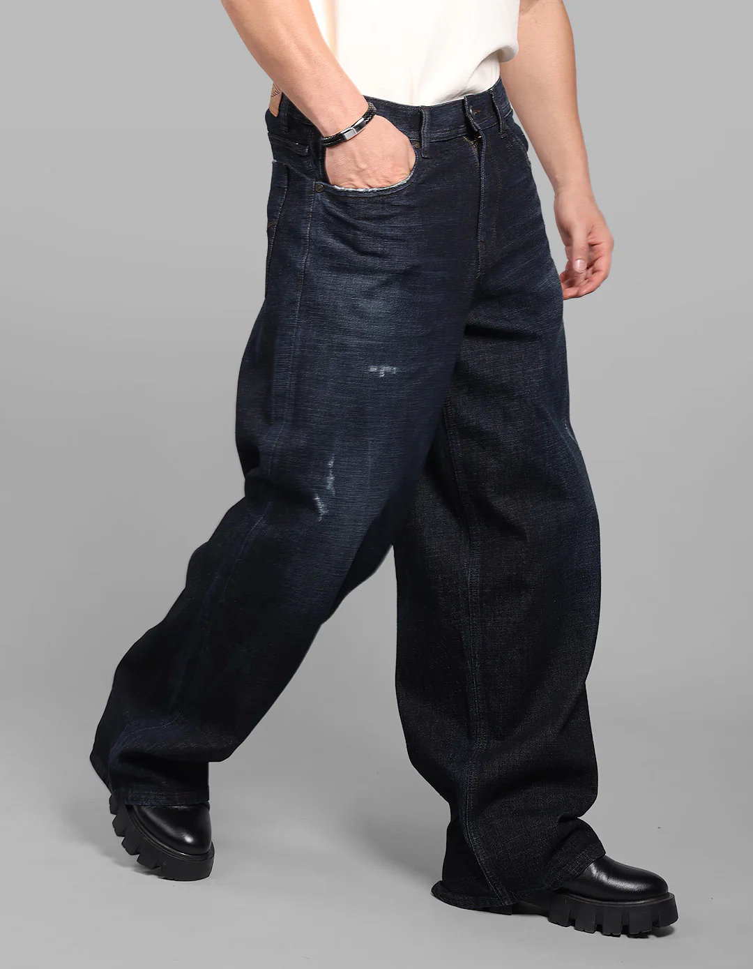 Dk Blue 5 Pocket Extra Loose Fit Jeans - Image 5