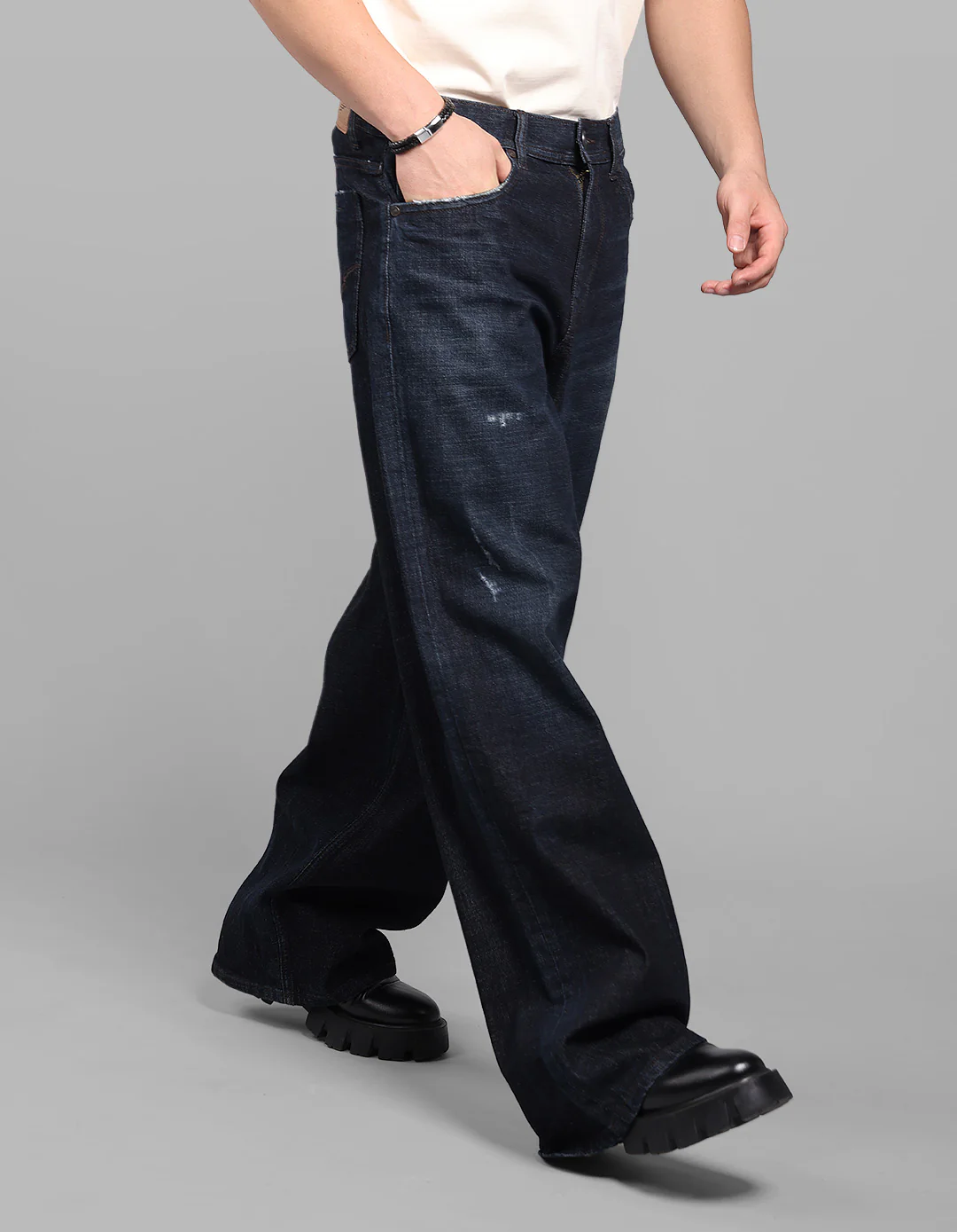 Dk Blue 5 Pocket Extra Loose Fit Jeans - Image 6