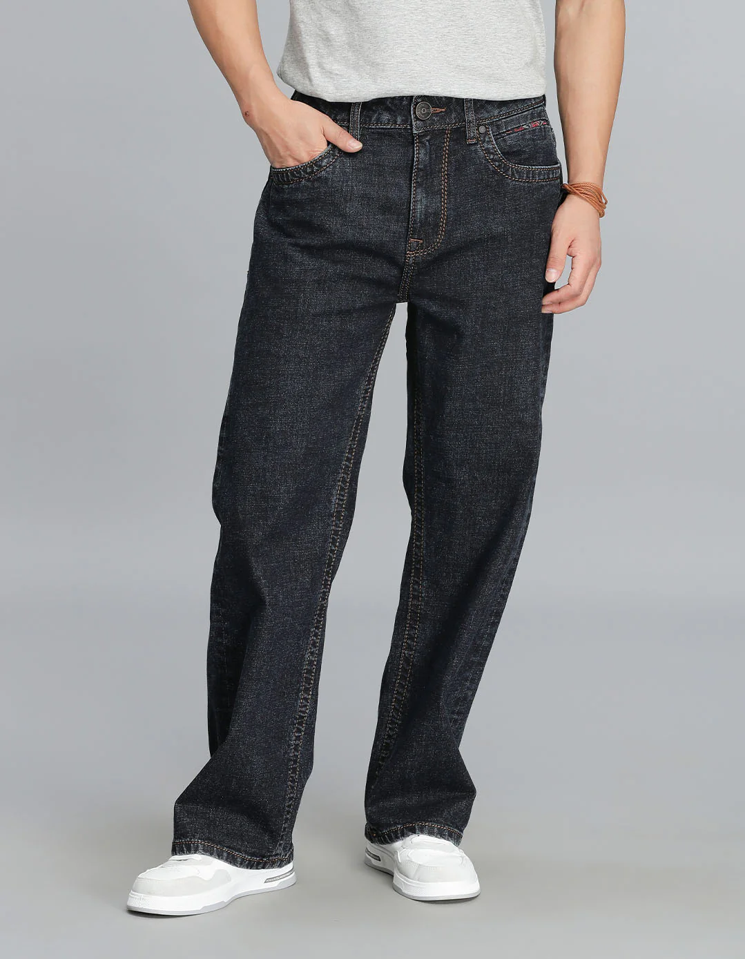 Dk Blue 5 Pocket Midrise Loose Fit Cropped Jeans