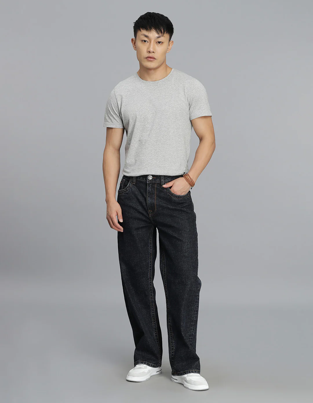 Dk Blue 5 Pocket Midrise Loose Fit Cropped Jeans - Image 2