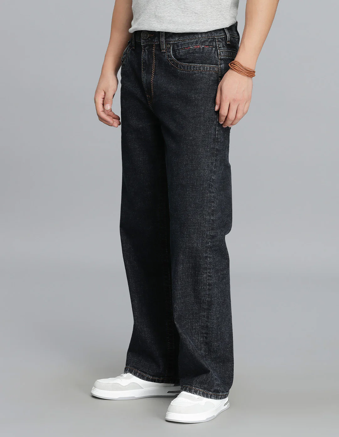 Dk Blue 5 Pocket Midrise Loose Fit Cropped Jeans - Image 3