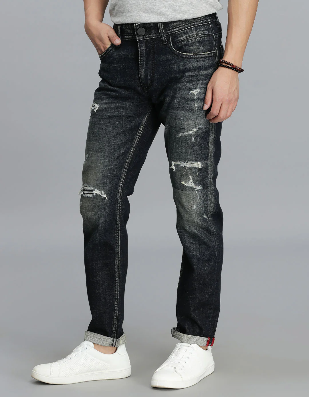 Dk Blue 5 Pocket Low-Rise Ankle Length Jeans - Image 3