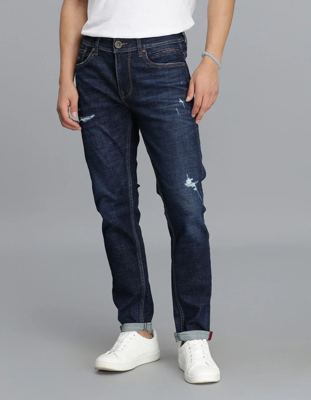 Dk Blue 5 Pocket Low-Rise Ankle Length Jeans