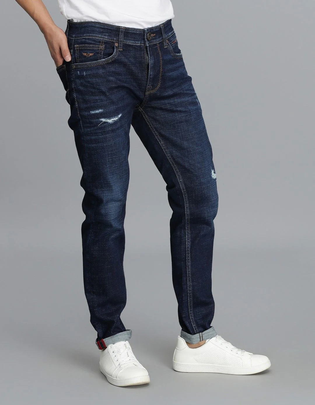 Dk Blue 5 Pocket Low-Rise Ankle Length Jeans - Image 4