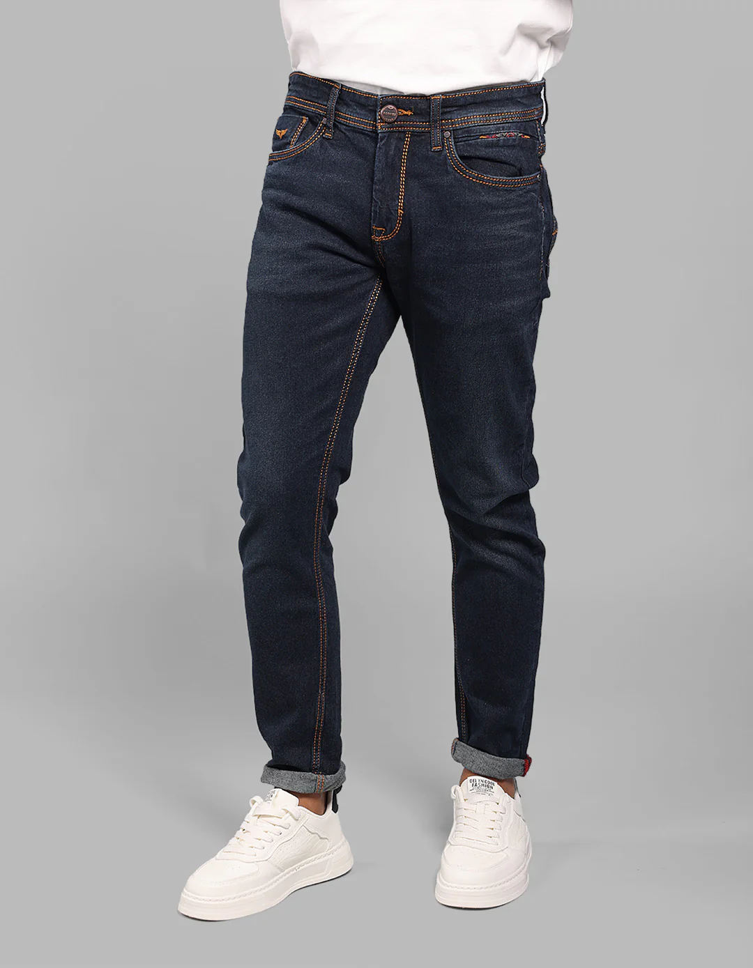 Dk Blue 5 Pocket Low-Rise Ankle Length Stretch Jeans