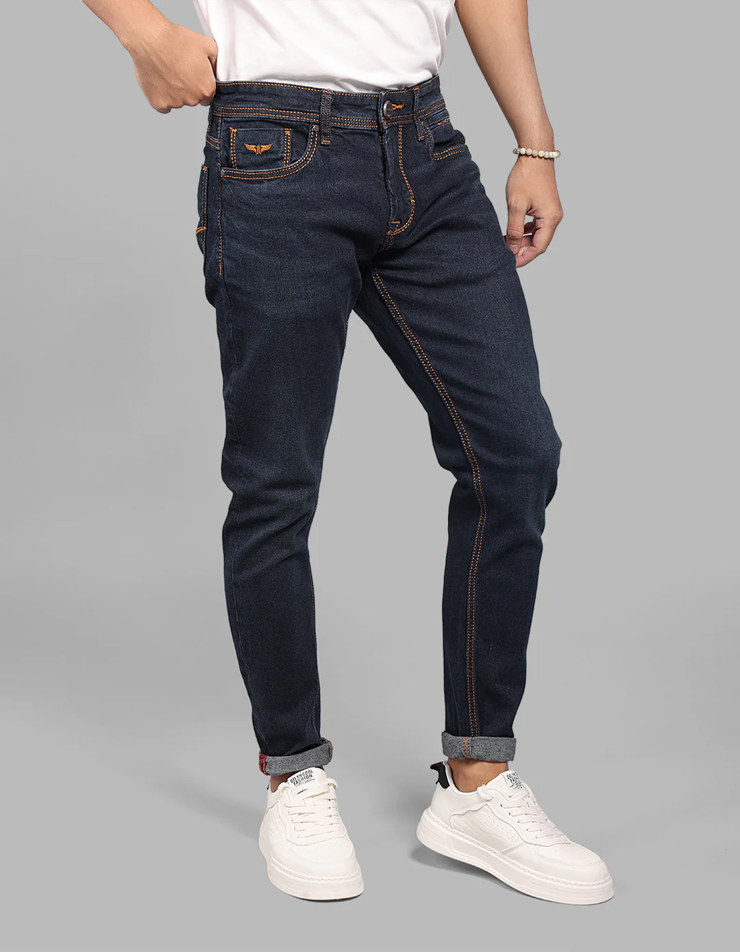 Dk Blue 5 Pocket Low-Rise Ankle Length Stretch Jeans - Image 4