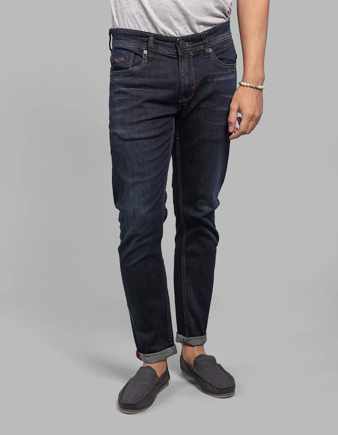 Dk Blue 5 Pocket Low-Rise Ankle Length Stretch Jeans