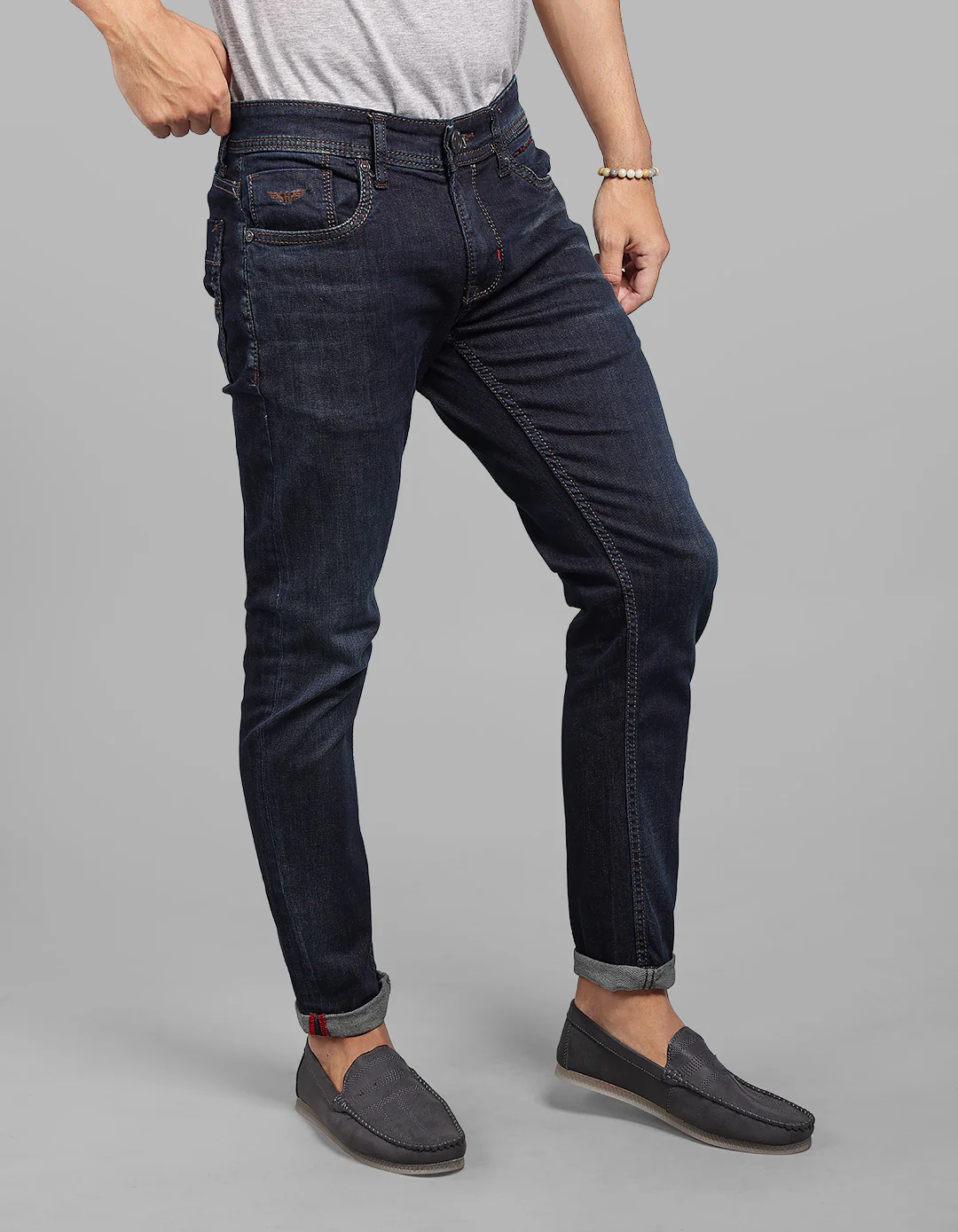 Dk Blue 5 Pocket Low-Rise Ankle Length Stretch Jeans - Image 4
