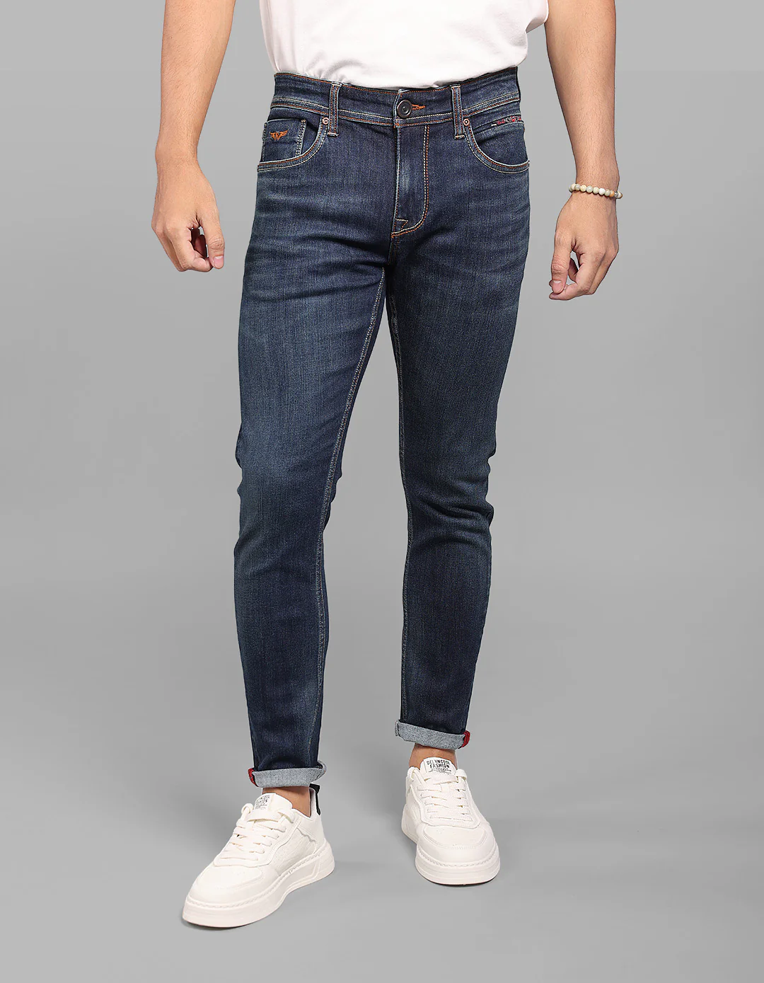 Dk Blue 5 Pocket Low-Rise Ankle Length Stretch Jeans