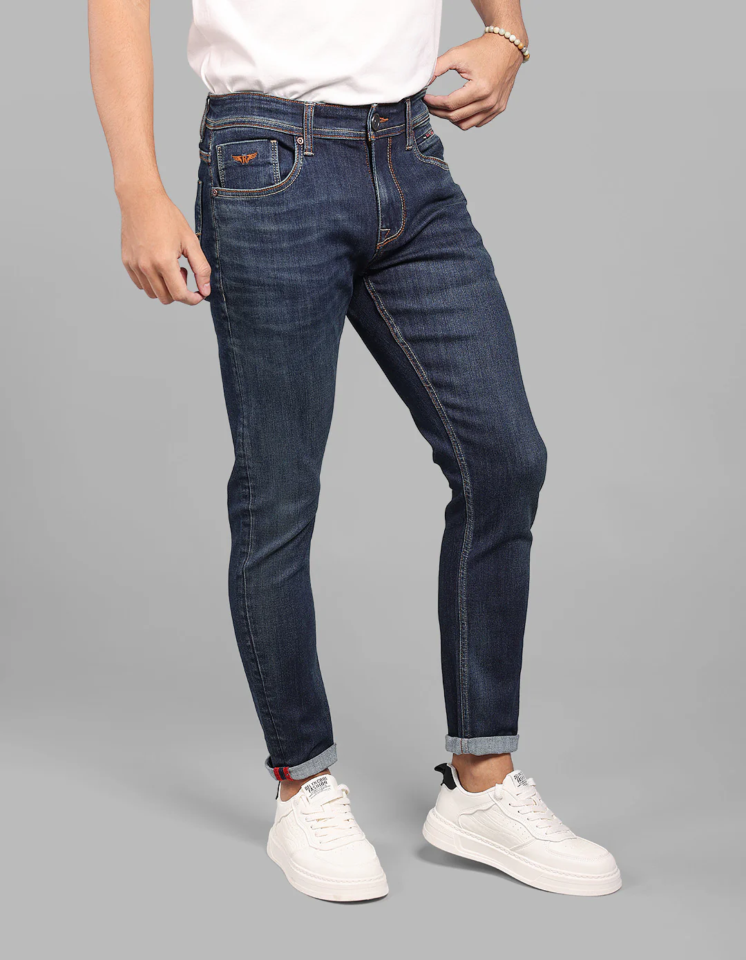 Dk Blue 5 Pocket Low-Rise Ankle Length Stretch Jeans - Image 4