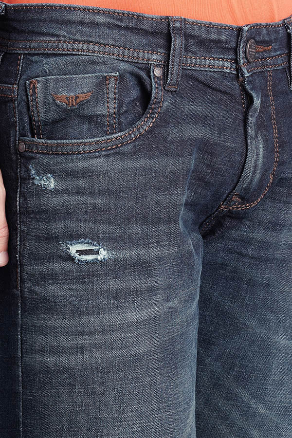 Dk Blue 5 Pocket Mid-Rise Slim Fit Jeans - Image 6