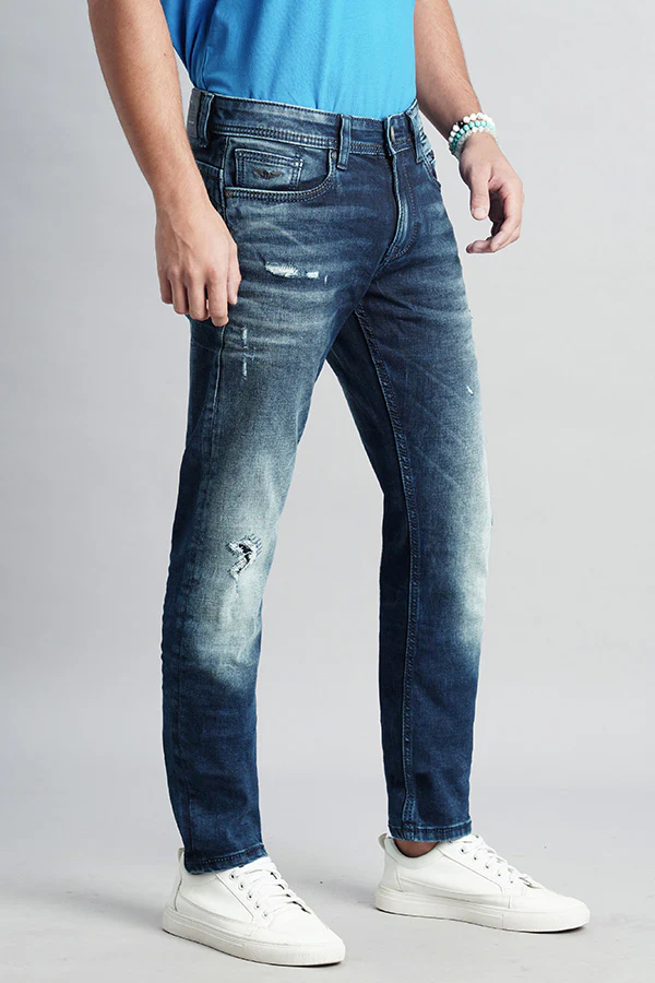 Dk Blue 5 Pocket Mid-Rise Slim Fit Jeans - Image 3