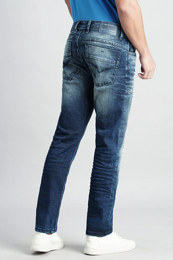 Dk Blue 5 Pocket Mid-Rise Slim Fit Jeans - Image 4