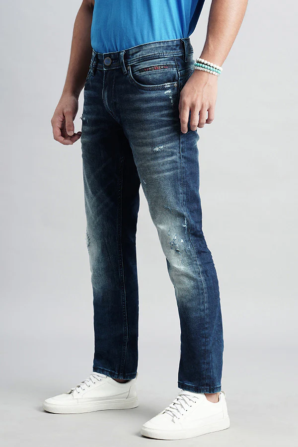 Dk Blue 5 Pocket Mid-Rise Slim Fit Jeans - Image 5