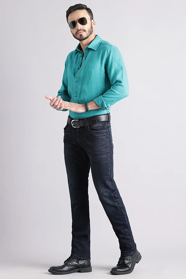 Dk Blue 5 Pocket Mid-Rise Slim Fit Jeans - Image 2