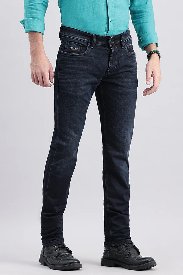 Dk Blue 5 Pocket Mid-Rise Slim Fit Jeans - Image 3