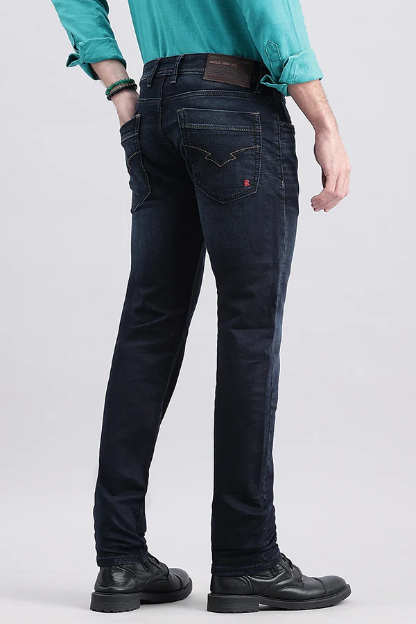 Dk Blue 5 Pocket Mid-Rise Slim Fit Jeans - Image 4
