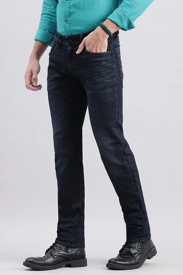 Dk Blue 5 Pocket Mid-Rise Slim Fit Jeans - Image 5