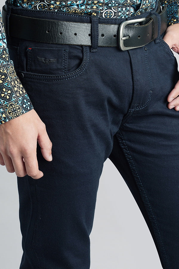 Dk Blue 5 Pocket Mid-Rise Slim Fit Jeans - Image 6