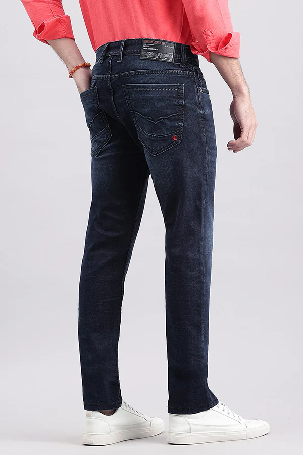 Dk Blue 5 Pocket Mid-Rise Slim Fit Jeans - Image 4