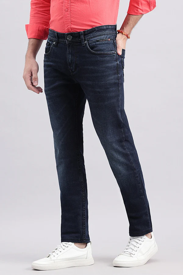 Dk Blue 5 Pocket Mid-Rise Slim Fit Jeans - Image 5