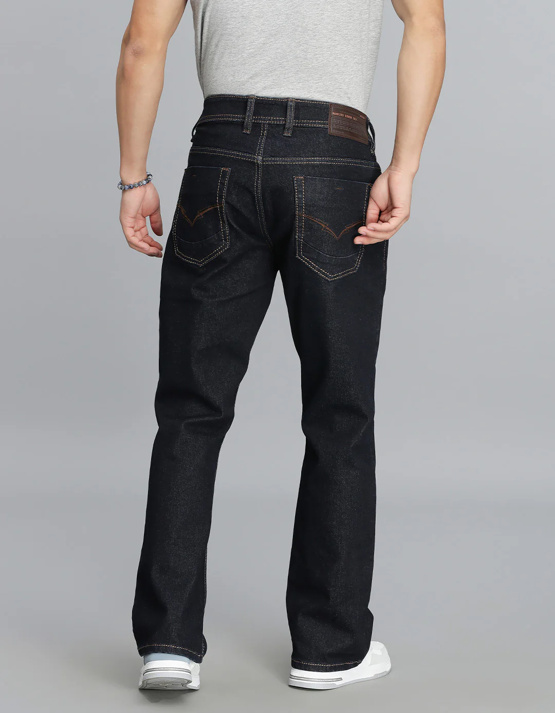 Dk Blue 5 Pocket Mid Rise Loose Boot Leg Cropped Jeans - Image 6