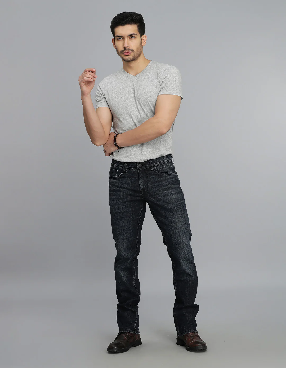 Dk Blue 5 Pocket Mid Rise Loose Boot Leg jeans - Image 2