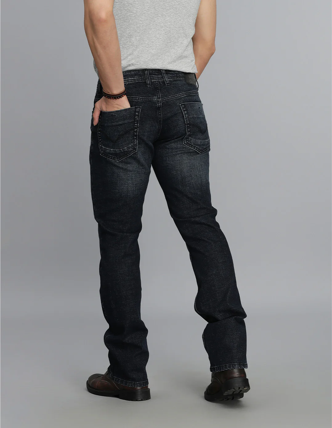 Dk Blue 5 Pocket Mid Rise Loose Boot Leg jeans - Image 5